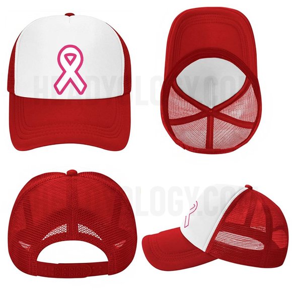 Cancer Awareness Hat Pink Ribbon Baseball Trucker Hat(Choose your color) - Picture 13 of 16